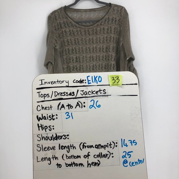 NWOT made in italy Taupe Sheer Eyelet Knit 1/2 Sleeve Oversized drape sweater - Picture 15 of 15